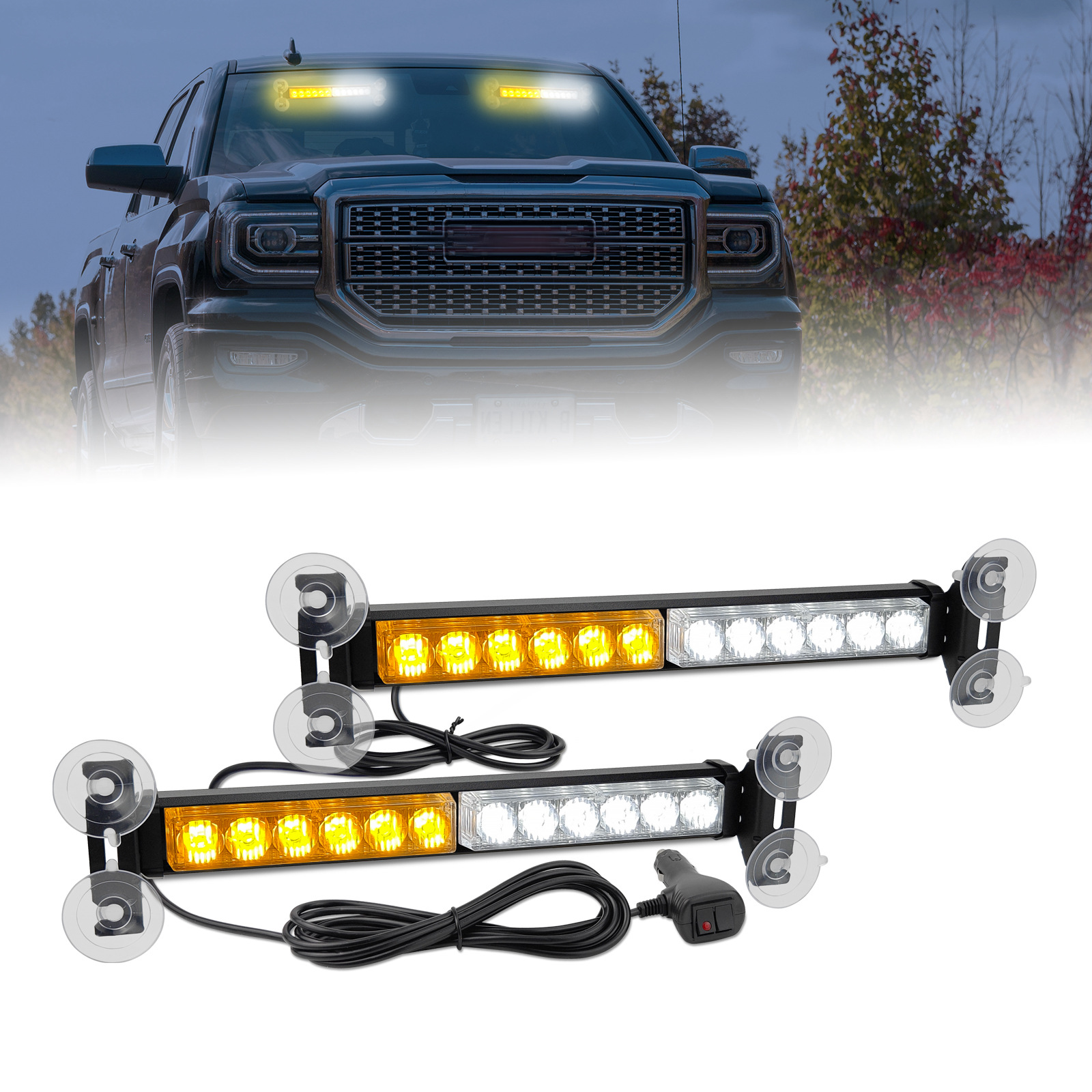 汽车吸盘警示灯挡风玻璃爆闪灯24led杠灯遮阳板应急闪光灯吸盘灯