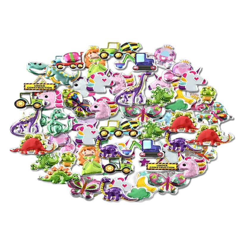 Детские наклейки Мультяшные животные, гидравлические трехмерные 3D наклейки с пузырями, детские наклейки с наградами, наклейки для детского сада