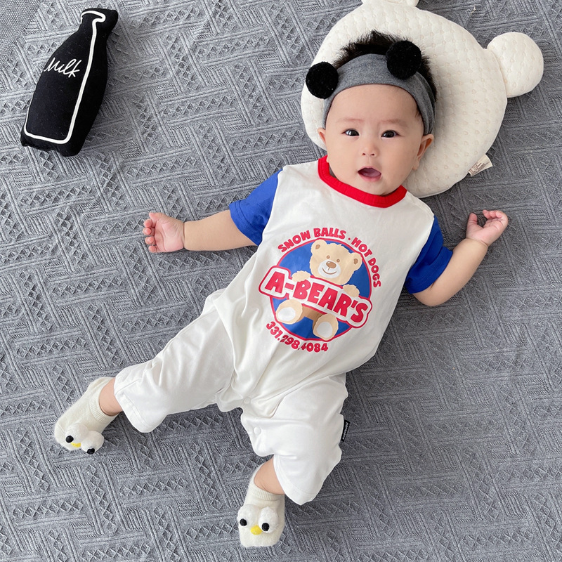 新款ins风宝宝衣服可爱超萌夏季薄款婴儿连体衣夏装短袖哈衣外出|ms