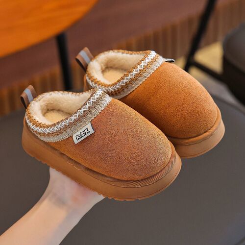 Winter children's cotton slippers for boys and girls, students, home shoes, indoor padded, anti-slip, warm, soft sole, parent-child cotton slippers