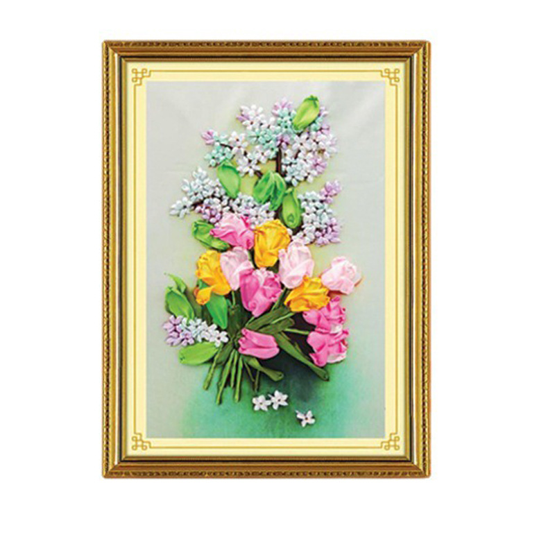 Nueva cinta bordado tridimensional bordado hecho a mano bricolaje colgando pintura sala de estar dormitorio estudio material paquete kit ramo colgante pintura