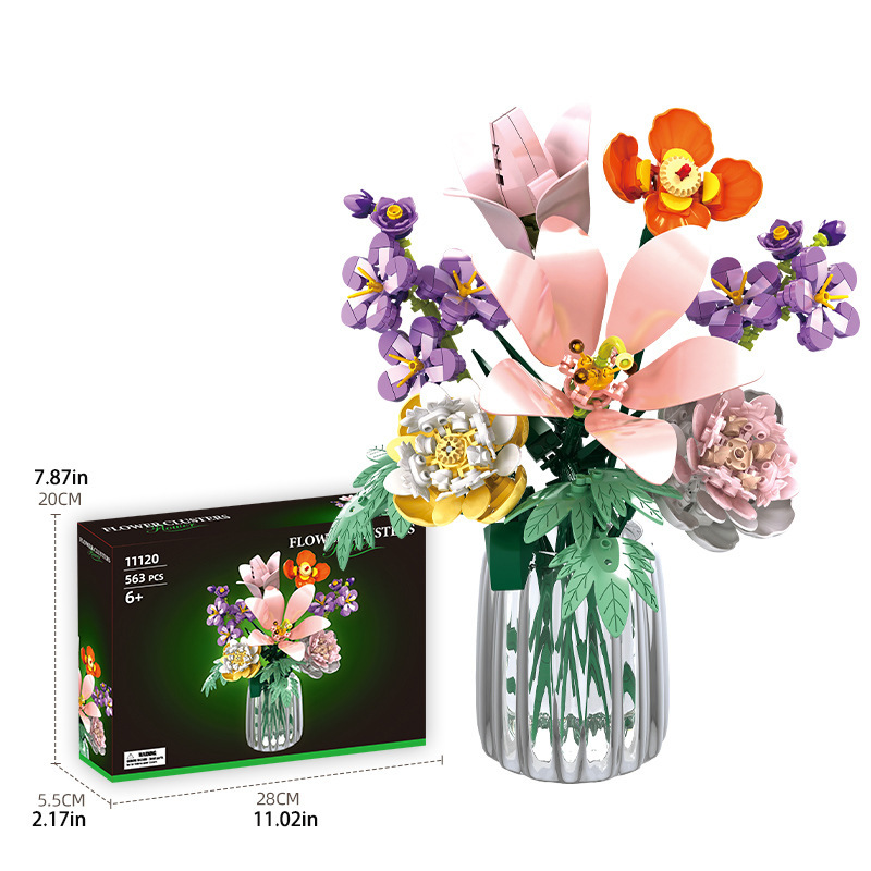 国境を越えた新製品 Woma ビルディングブロックフラワーアレンジメント永遠の花束レゴ小粒子教育組み立ておもちゃギフトと互換性あり|undefined