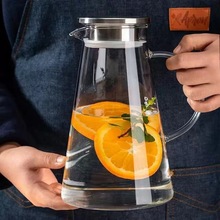 冷水壶玻璃凉水壶高硼硅冷泡壶家用凉白开不锈钢盖大容量水壶批发
