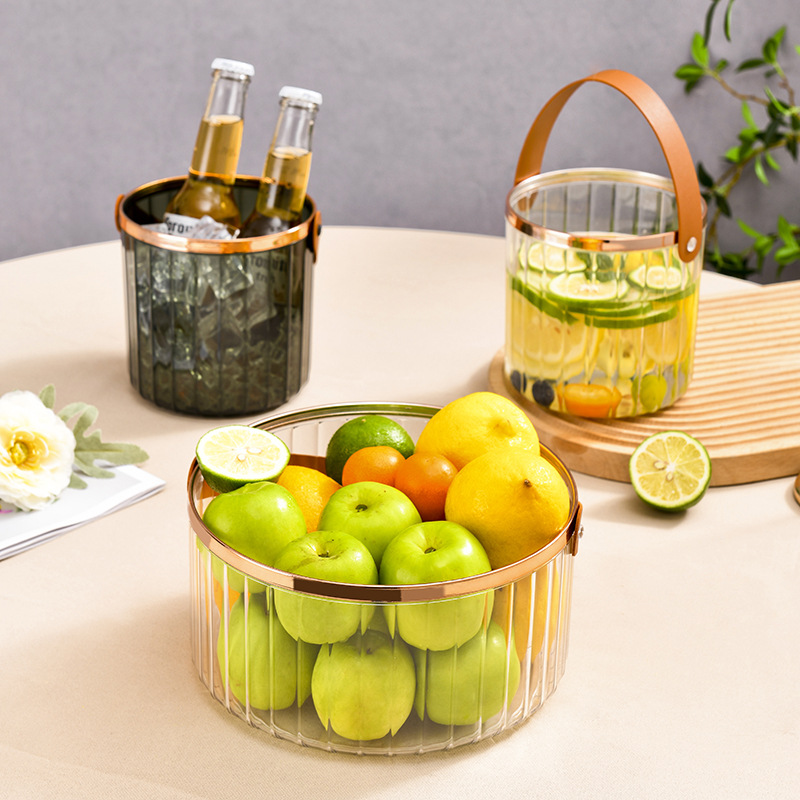 En línea celebridad plato de fruta verano creativo cubo de hielo cesta de picnic hogar sala de estar luz lujo cesta de frutas multifuncional Cubo de almacenamiento de moda