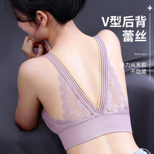 Underwear for female students summer base wrap chest strap V-shaped beautiful back push-up female bra seamless tube top sexy lace