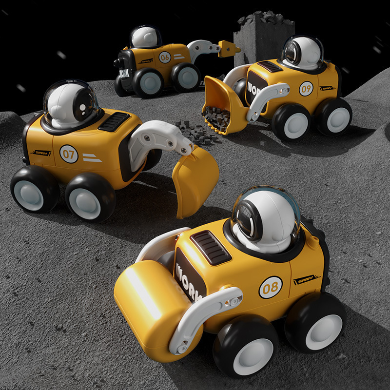 Cross-border press with whistle astronaut inertial vehicle engineering vehicle excavator bulldozer toy vehicle toy vehicle