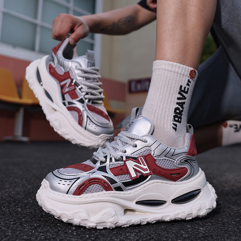 PLUS New Balance men's shoes, youth trendy brand, breathable, lightweight, soft sole, comfortable, sporty, casual, height-increasing, white dad shoes