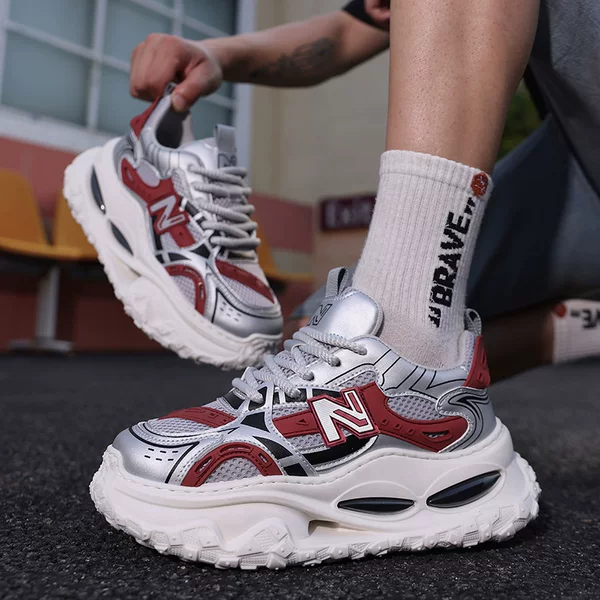PLUS New Balance men's shoes, youth trendy brand, breathable, lightweight, soft sole, comfortable, sporty, casual, height-increasing, white dad shoes