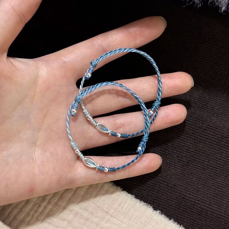 深海的鱼小鱼编织手绳成品蓝色小鱼手链送闺蜜对象礼物|undefined