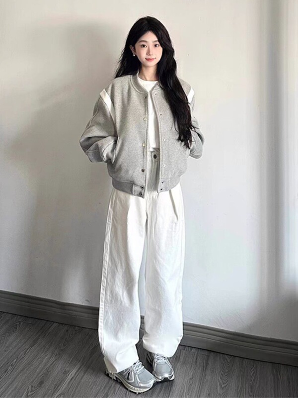 早初秋美式撞色拼接短款棒球服女2025新款春秋长袖宽松夹克外套|undefined