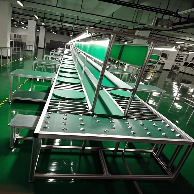 圆盘流水线车间生产线无动力滚筒装配线带旋转防静电输送带倍速链