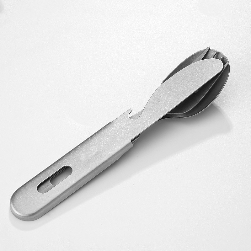 Set di posate composto da coltello, forchetta e cucchiaio, tre pezzi in acciaio inossidabile, portatile, multifunzionale, stile retrò con fiocchi di neve, grigio, ideale per il campeggio._voghion.com