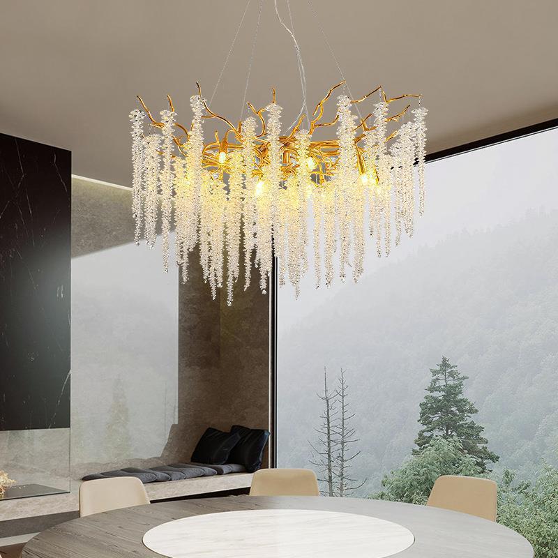 Sala de exposiciones tipo lámpara de lujo lámpara de lujo restaurante de cristal de alta calidad villa ligera sala de estar dormitorio modelo de habitación