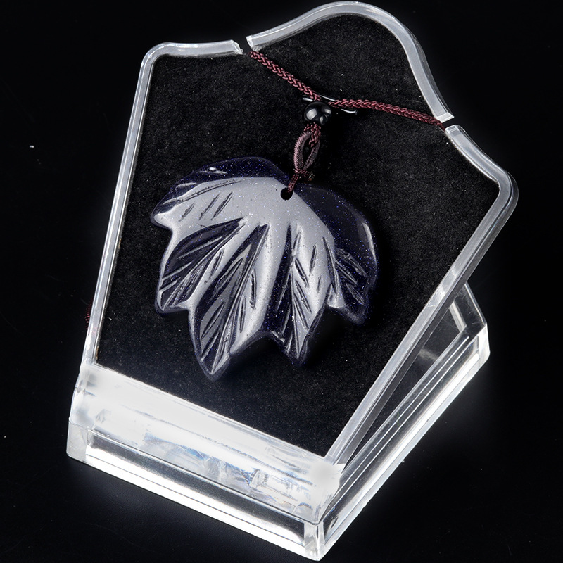 1689-piedra de ágata de cristal natural collar de hoja de arce canadiense piedra de ojo de tigre collar de hoja de cristal Rosa suministro transfronterizo