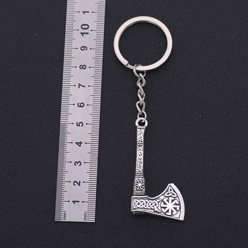 Factory direct sales Nordic personality retro style Viking ax pendant fashionable new versatile alloy ancient silver keychain