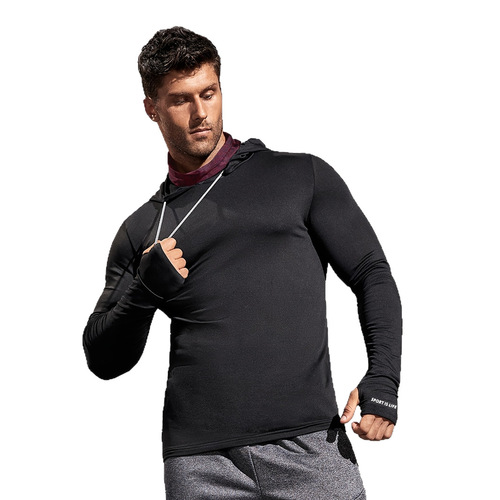 New European and American-style fashionable sports long-sleeved hooded printed men's face mask—best-selling for fitness and outdoor activities