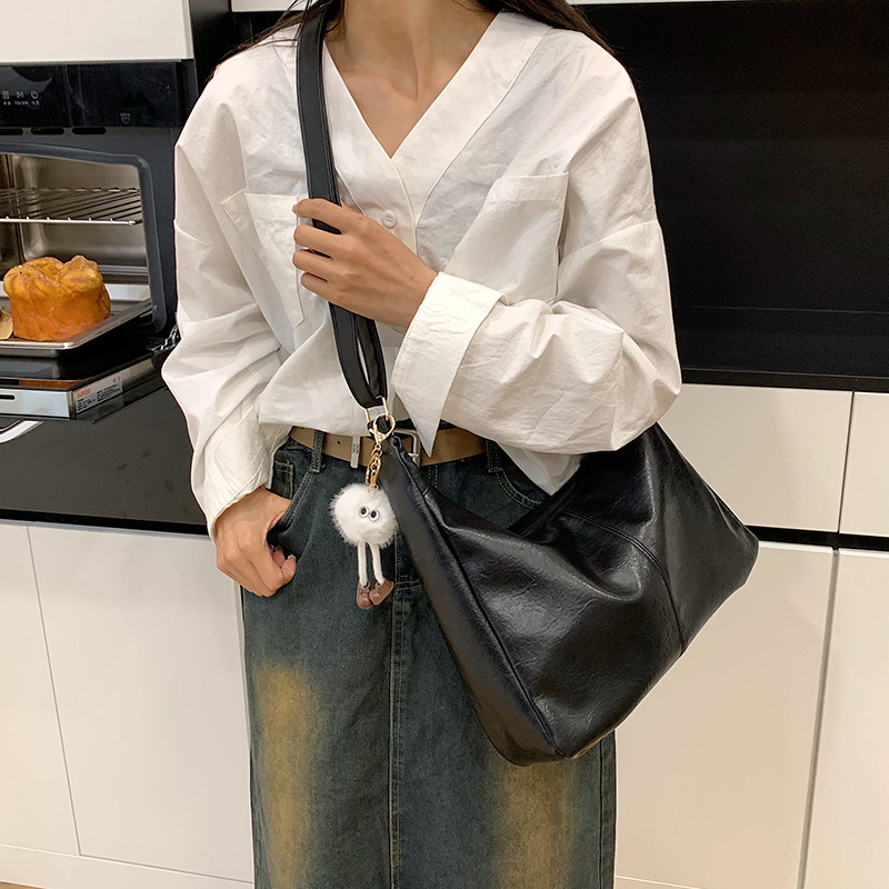 复古通勤托特包女2025新款潮时尚单肩通勤简约松弛感大容量腋下包|undefined