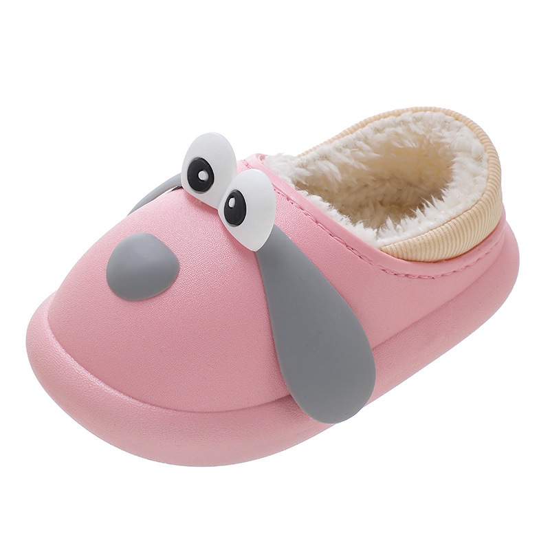 Zapatillas de algodón de invierno para niños dinosaurios de dibujos animados bebés lindos calentadores para niños y niñas con una base suave interior engrosada zapatos de algodón domésticos