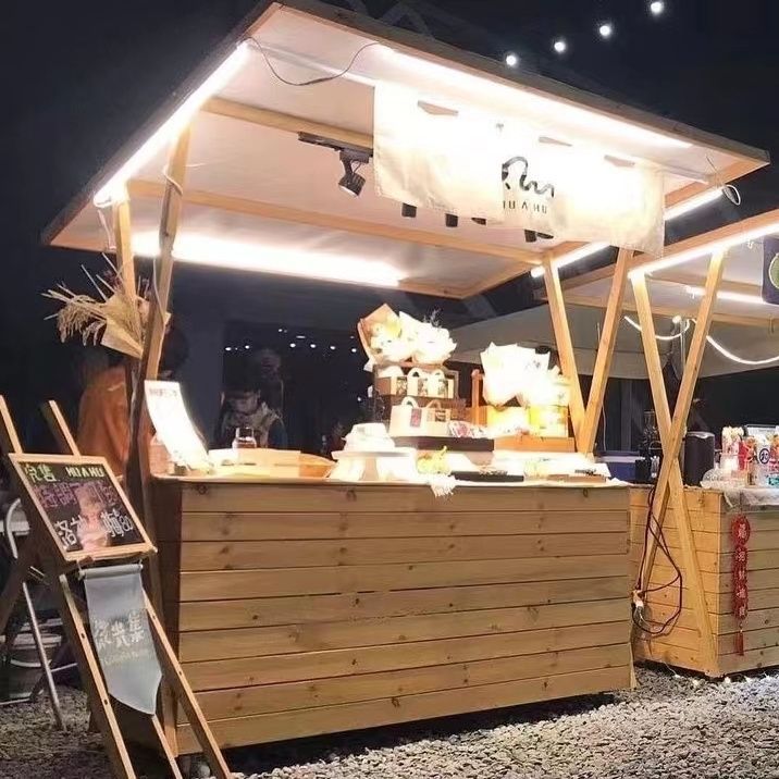 户外摊位架移动箱体夜市摆摊活动棚售货车促销台集市木质折叠花车