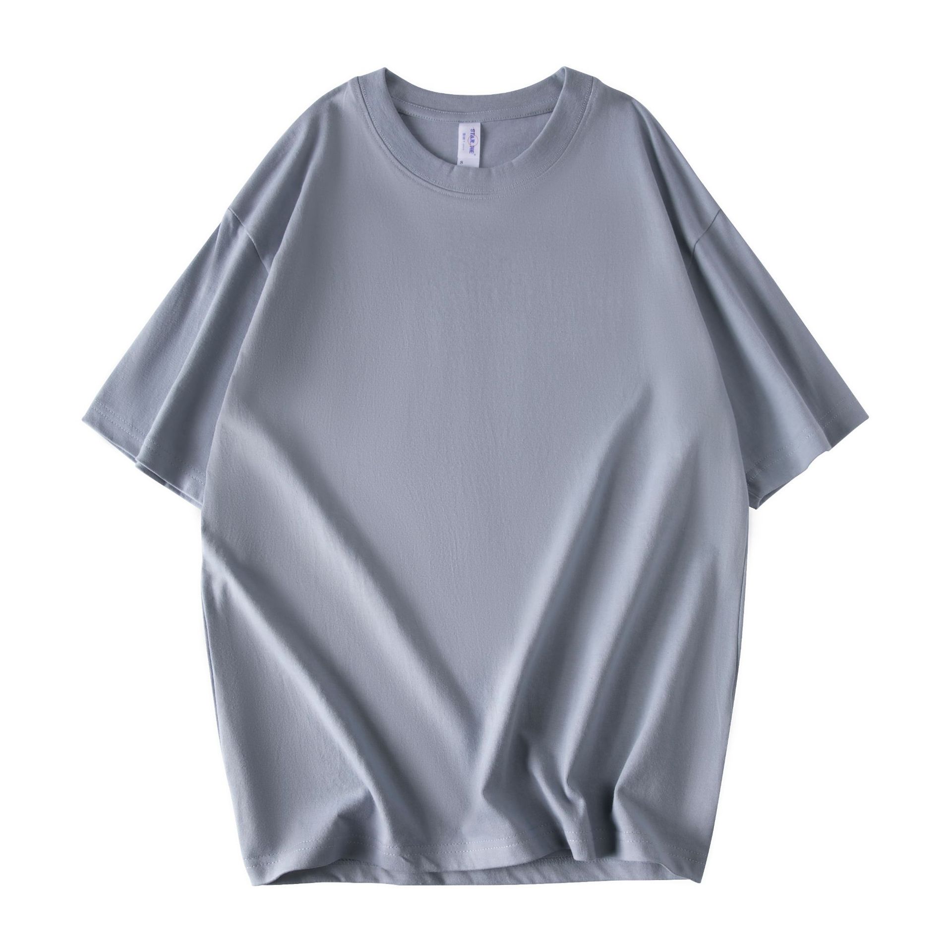 260g pesada gota-hombro de algodón de manga corta Camiseta de cuello redondo oversize moda bottoming hombres y mujeres de clase T blanco uniforme personalizado logotipo impreso