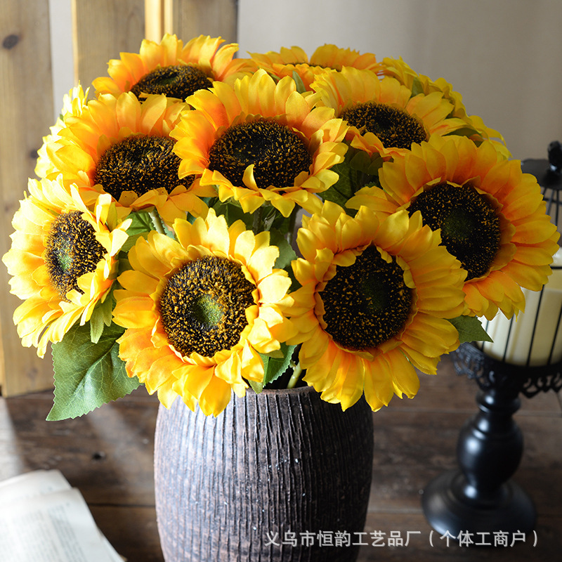 European-style sunflower flower Latin single sunflower pastoral style home photography props wedding decoration bouquet