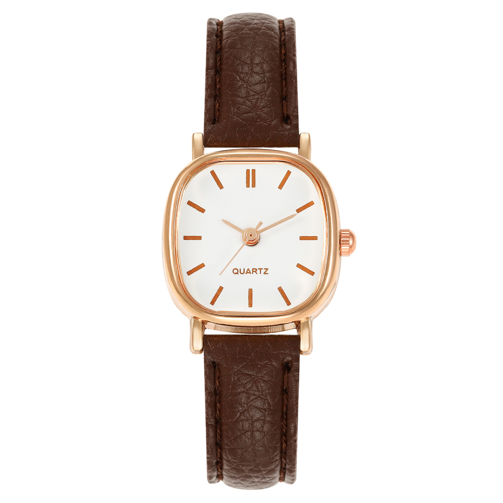 Belt—white rose gold striped brown belt