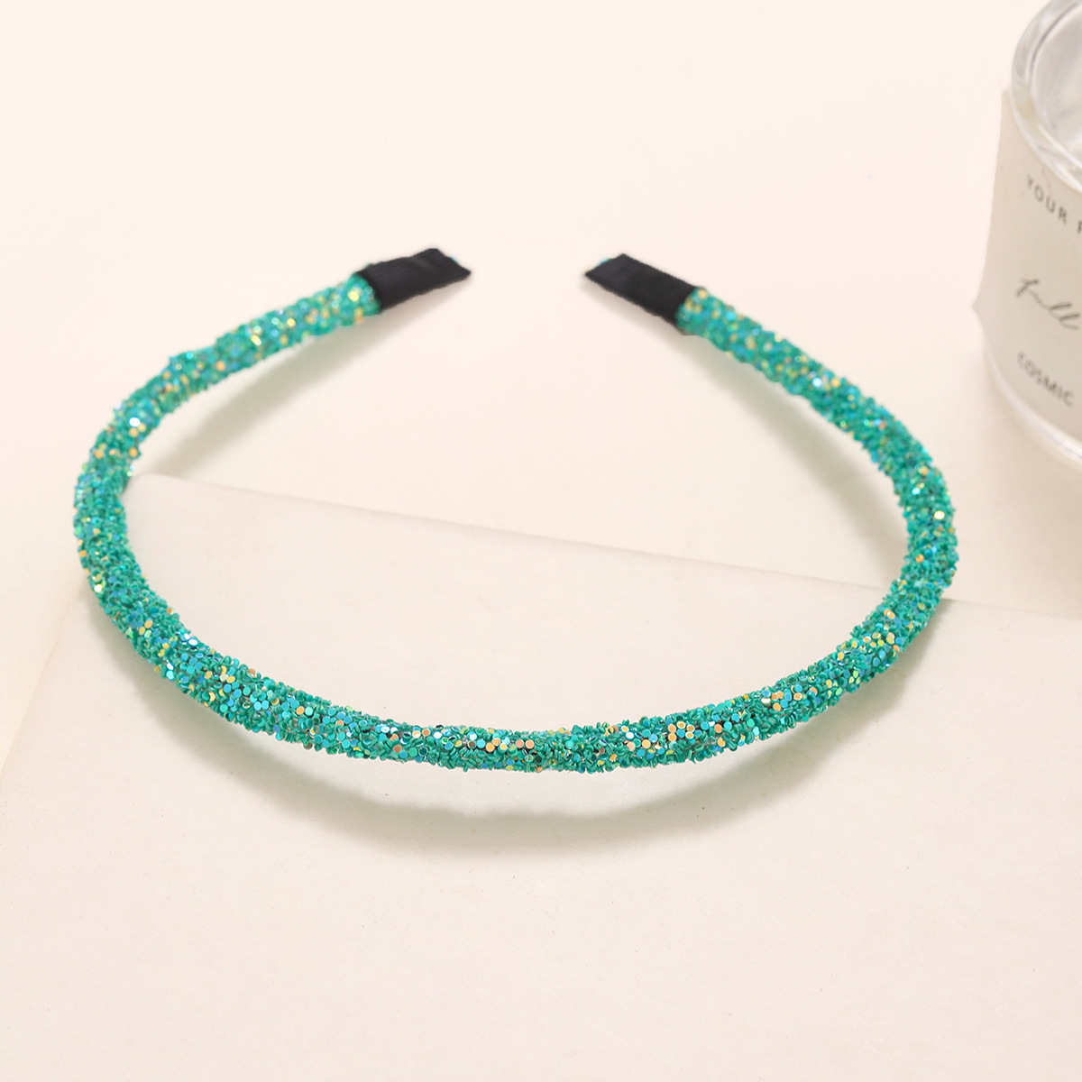 Nuevo estilo europeo y americano de Navidad transfronterizas joyas de cabello de pañuelo de cabeza de mujer cebolla dorada brillante polvo de cabello fija fuente de tarjeta de cabello fina