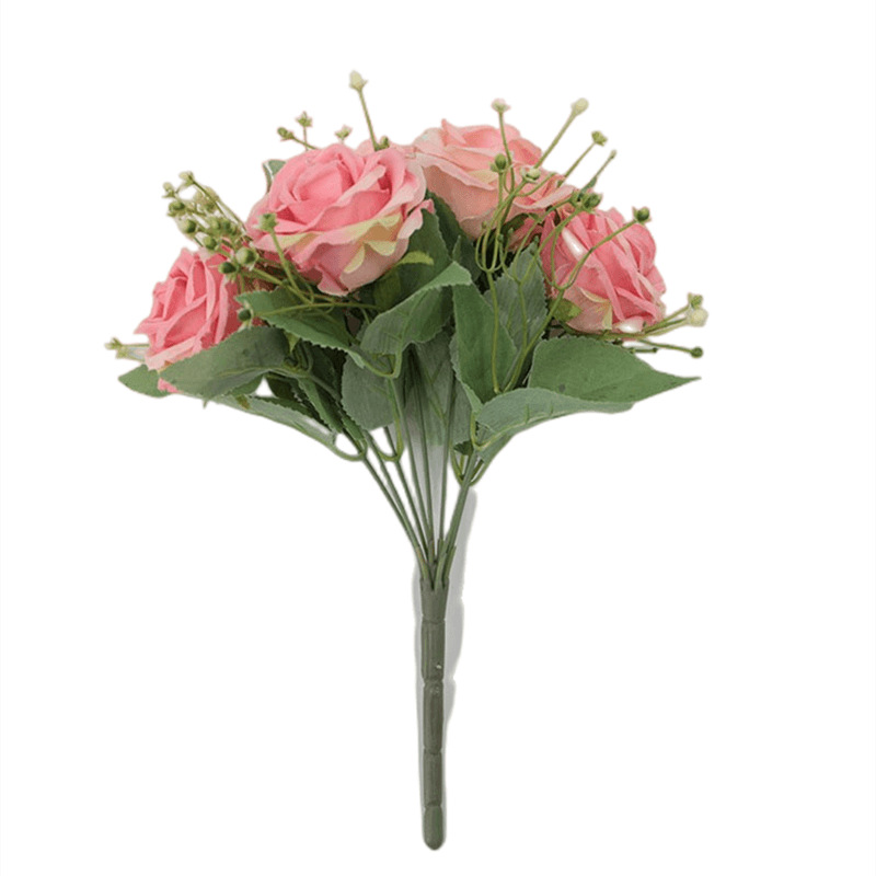 Artificial 9-cabeza concubina imperial Rosa boda flor artificial decoración del hogar Accesorios flor artificial Flor de seda al por mayor