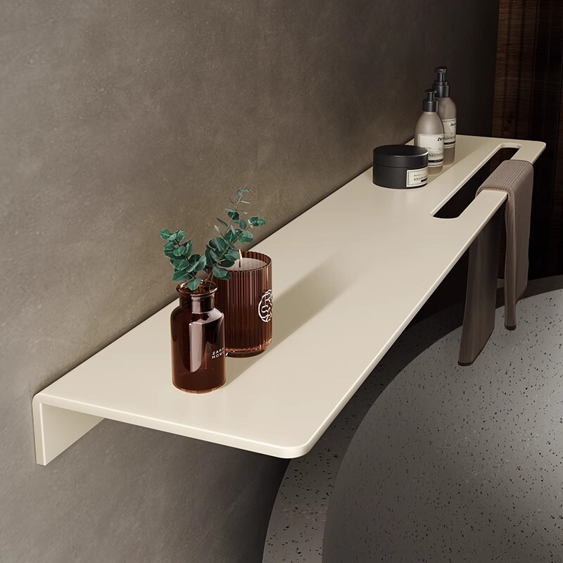 Cream White Punch-free Toilet Towel Rack Space Aluminum Bathroom Shower Room Storage Toilet Tray Rack