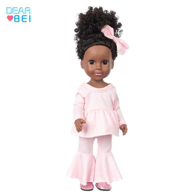 Nueva muñeca de vinilo de 14 pulgadas muñeca Africana renacida muñeca de simulación de juguete para niños muñeca de vestir
