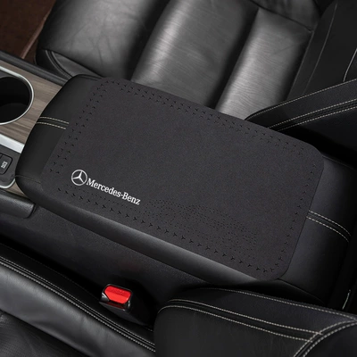 Suitable for Mercedes-Benz A- Class C- Class EQC E-Class EQE GLC260L car armrest box pad central elbow rest non-slip pad (Anti-slip mat) - suede-armrest-mat-mercedes-classic-black