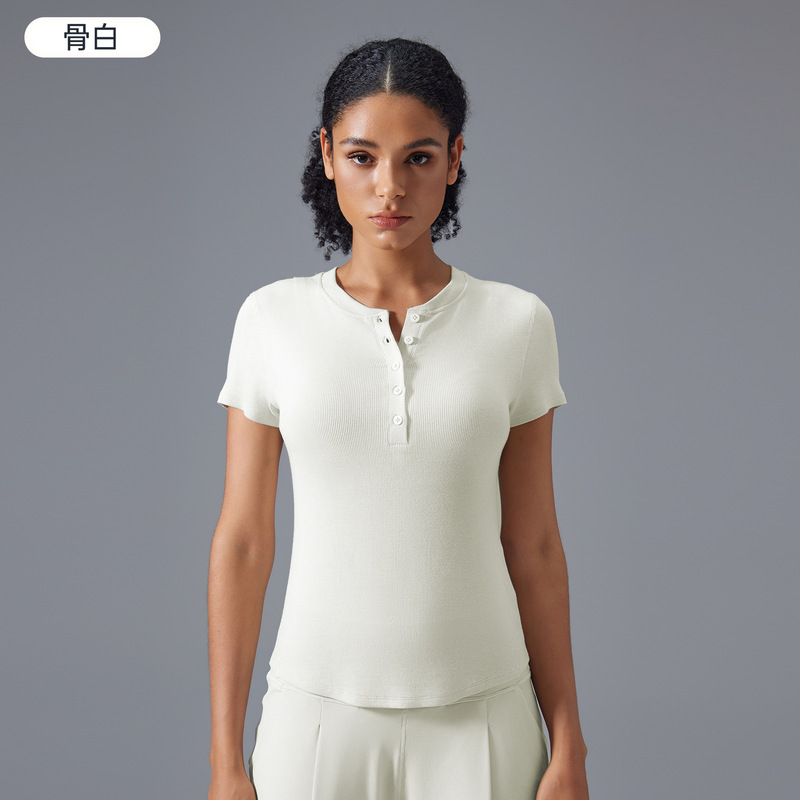 夏モーダル半袖レディースヌードスリムヨガウェアTシャツカジュアル万能ランニングスポーツトップD25097|undefined
