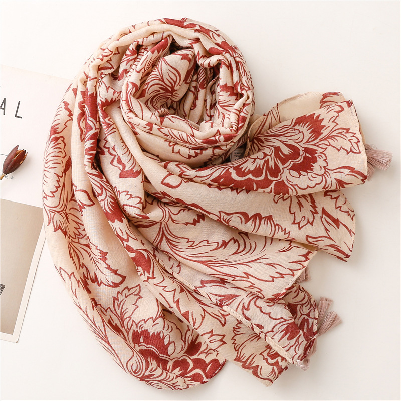 Women's Elegant Flower Polyester Printing Winter Scarves display picture 4