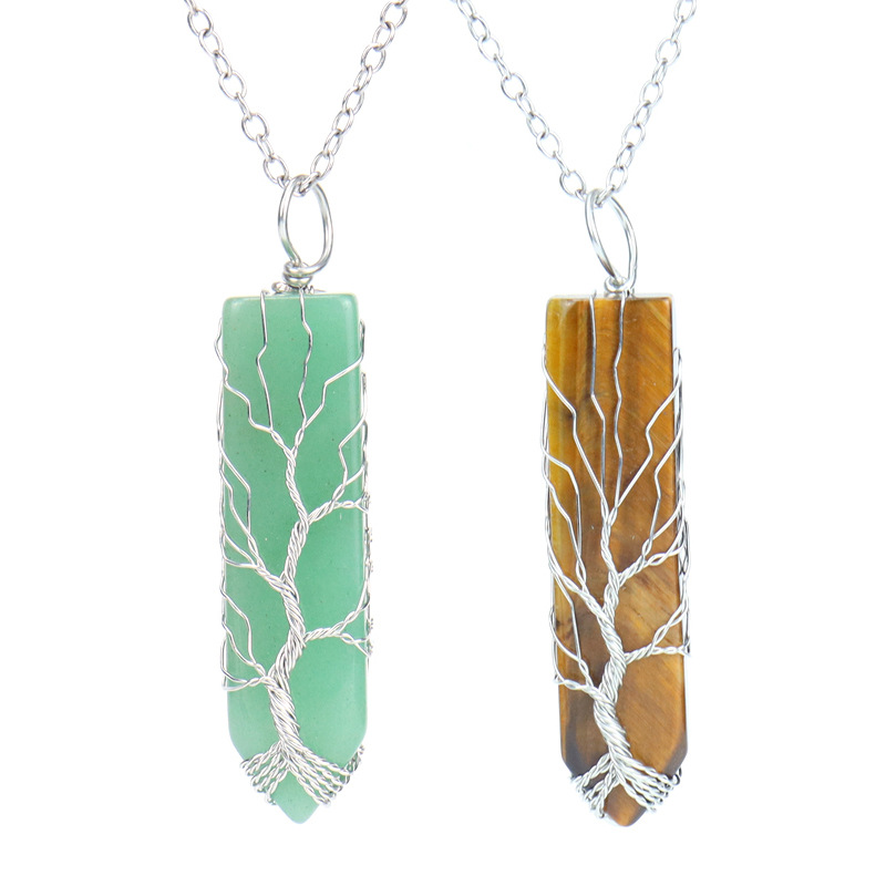 Pastoral Geometric Alloy Handmade Natural Stone Pendant Necklace 1 Piece