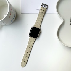 適用於蘋果789代手錶 荔枝紋純色錶帶  iwatch  SE手錶皮質腕帶