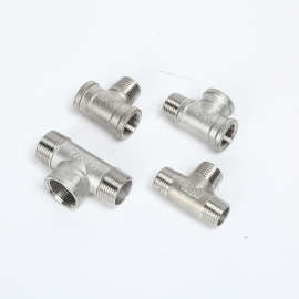 304不锈钢外丝三通外丝牙螺纹内内外水管接头配件大全3/4分6分1寸