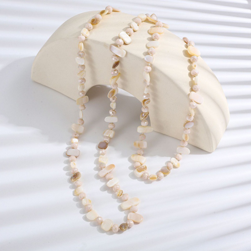 European And American Bohemian Style Double-Layer Sweater Necklace, Autumn/Winter Vintage Handmade Shell Beaded Long_voghion.com