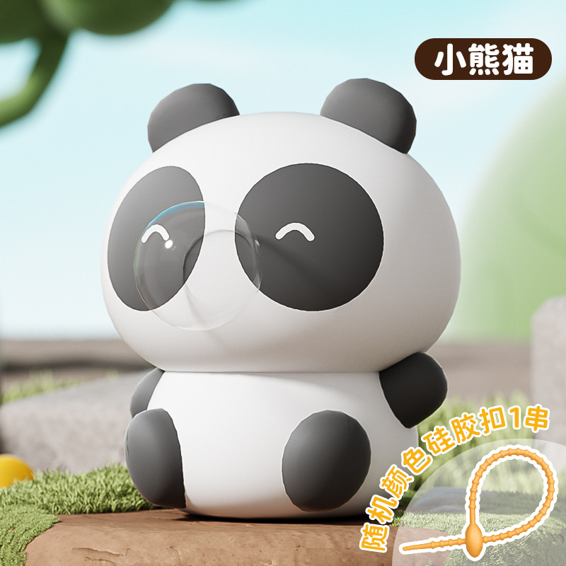 거품을 부는 붉은 팬더 (밧줄로)