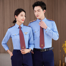 男女同款衬衣高铁乘务员动车蓝白色衬衫铁路学院制服军乐团表演服