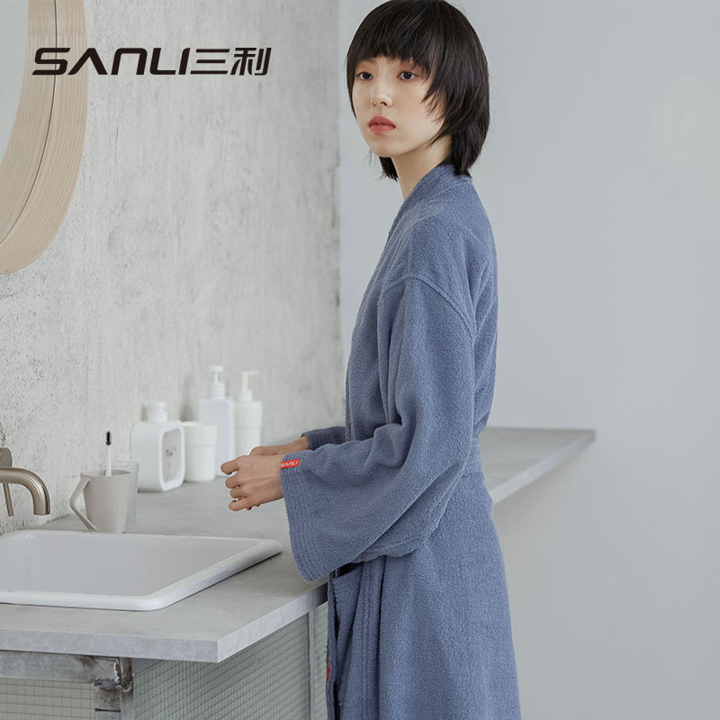 Sanli towel cotton bathrobe autumn and winter couple bathrobe long cotton adult bathrobe absorbent nightgown bathrobe wholesale