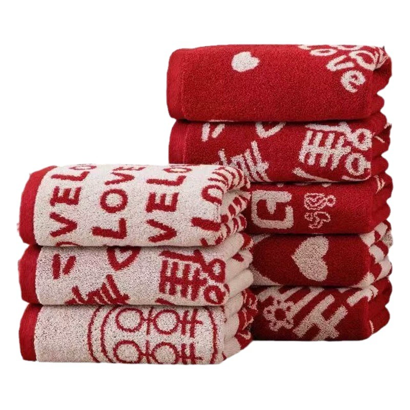 Хлопковое СВАДЕБНОЕ ПОЛОТЕНЦЕ Большой красный жаккард счастливое слово нелегко потерять волосы нелегко выцветать подарок на свадьбу СВАДЕБНОЕ ПОЛОТЕНЦЕ