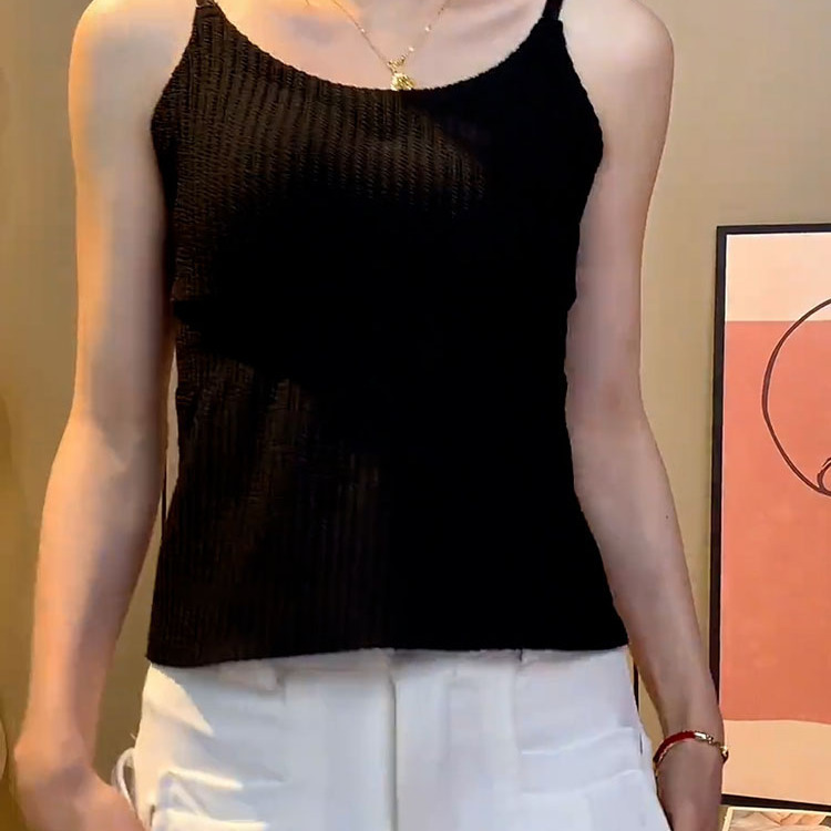 大码胖mm显瘦吊带背心女内搭外穿美背内衣文胸一体垫百搭白色长款|undefined
