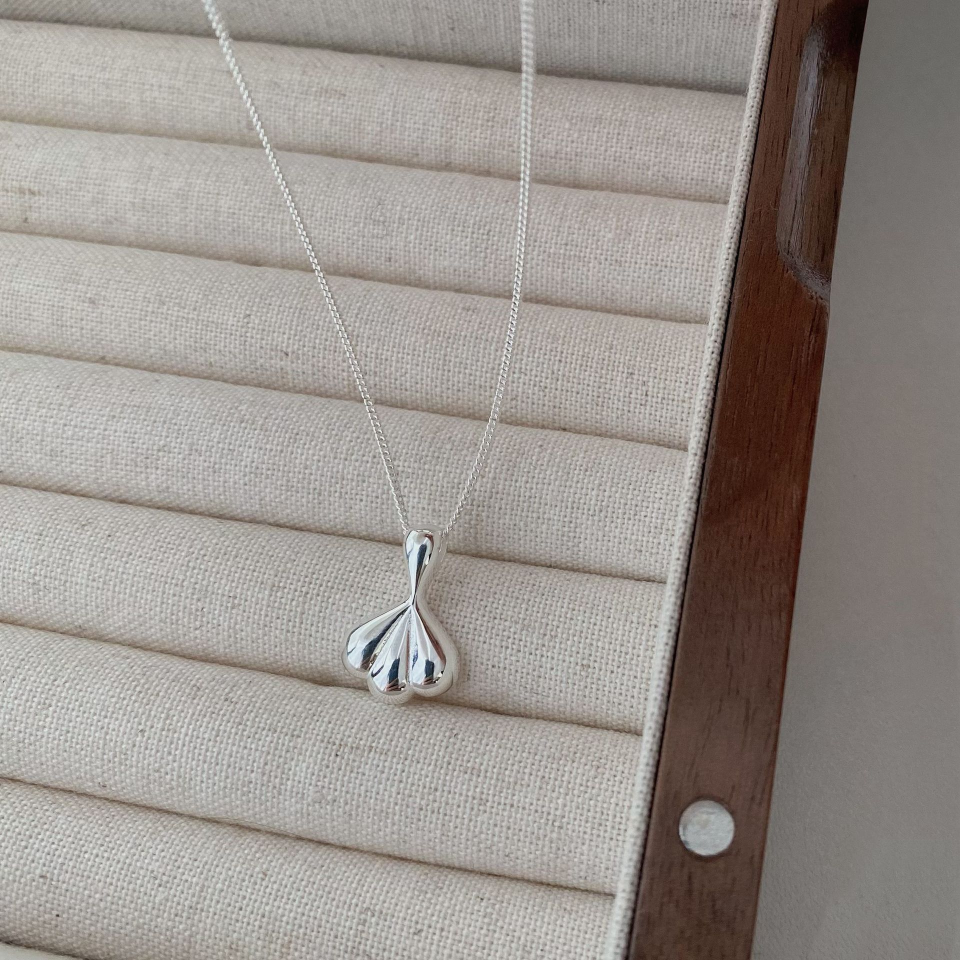 925 sterling silver Chain Material 925 Sterling Silver Plating Geometric Sector Shell Pendant Necklace Long Necklace Necklace