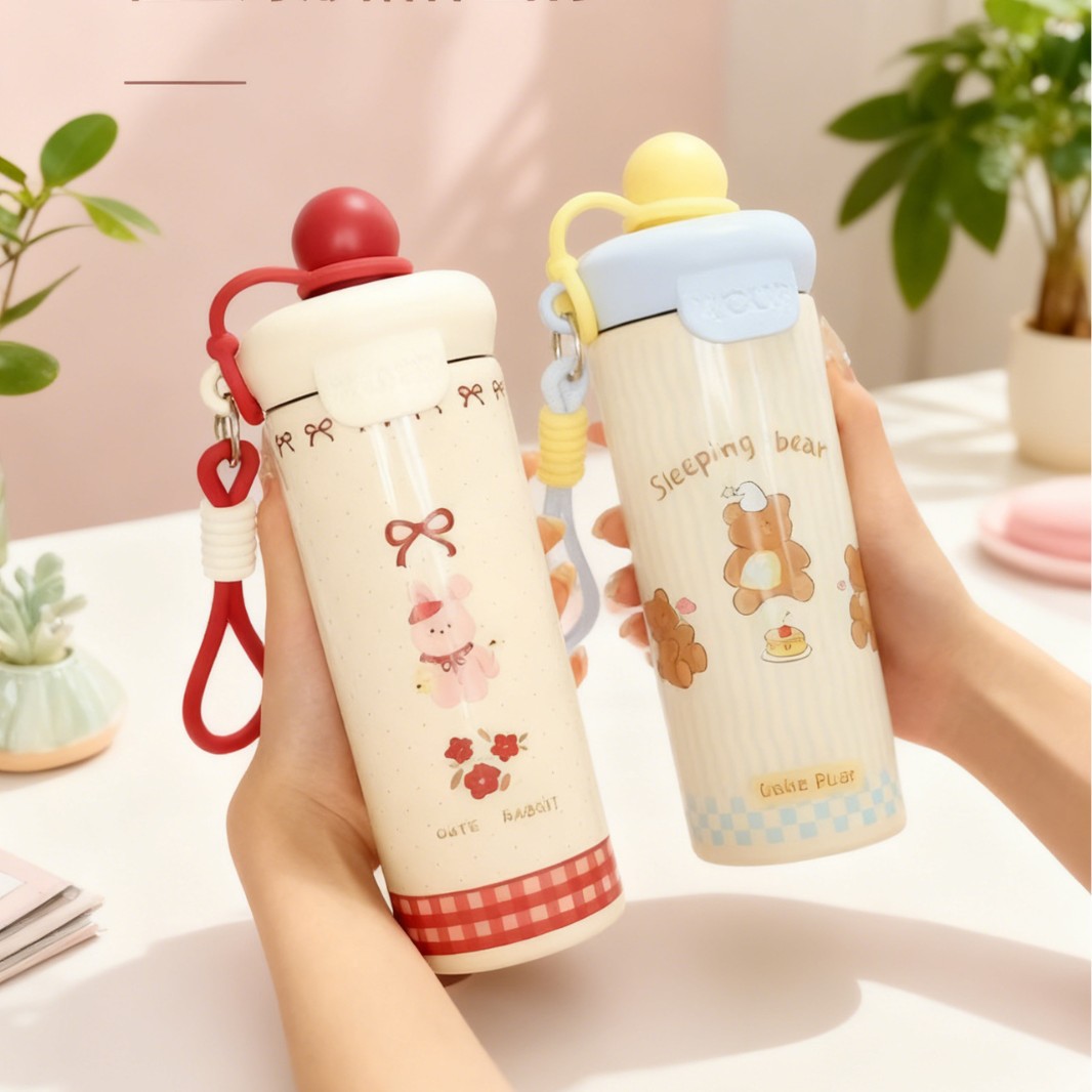 新款316不锈钢真空保温杯大容量弹跳吸管杯户外便捷手提运动水壶