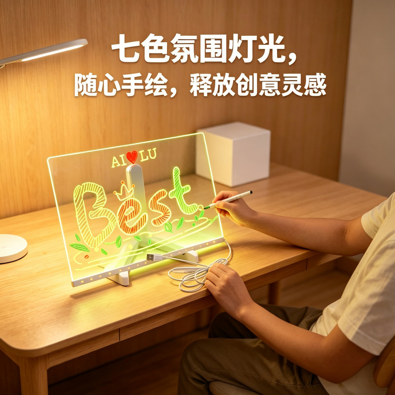 Steam Optical Light and Shadow Educational Toy Acrylic Luminous Writing Board Erasable Fluorescent DIY Hand-Drawing Board Desktop Steam Optical Light and Shadow Educational Toy Acrylic Luminous Writing Board Erasable Fluorescent DIY Hand-Drawing Board Desktop