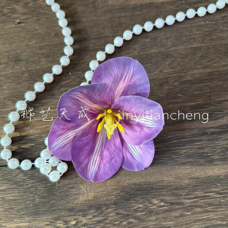 3d打印郁金香花头手感保湿仿真花 假花花环簪花发饰diy头饰鸭嘴夹|undefined