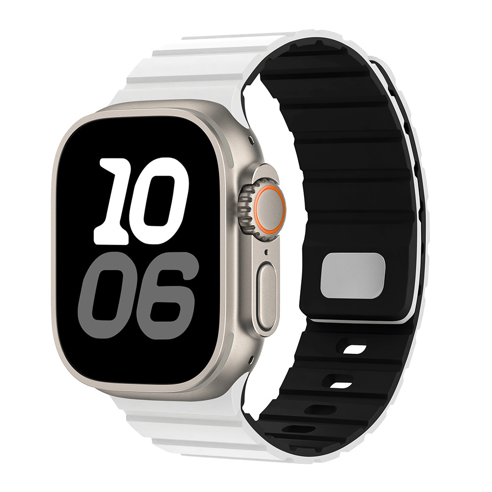 Para Apple Watch10 correa de reloj cuadrada botón magnetic silicona deportiva iWatch9SE hombre y mujer premium