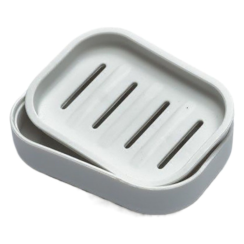 In-Stock Plastic Draining Soap Dish for Home Bathroom, Double-Layer with Lid, Square Japanese-Style Soap Holder Wholesale