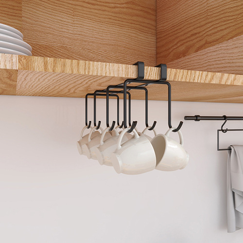 Manufacturer wholesale kitchen punch-free hook storage rack wall-mounted mug coffee cup storage rack wall cabinet hanging rack