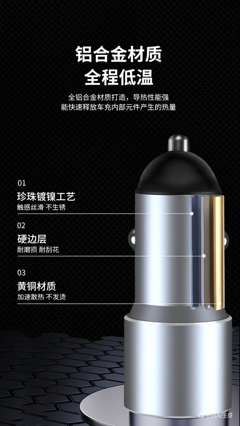 Car Charger Pd20W Super Fast Charging Metal Body Dual-Port Flash Charging with Led Ambient Light Car Charger